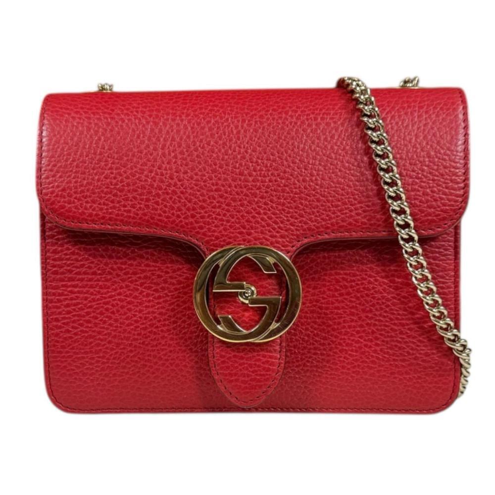 GUCCI Red Leather Shoulder Bag - Picture 1 of 10